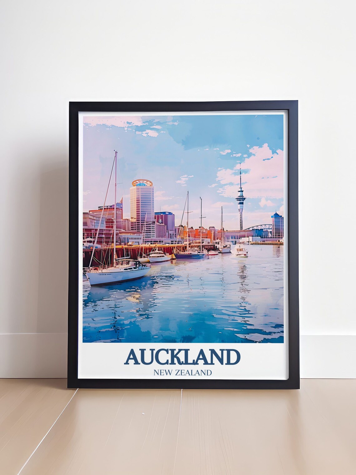 Auckland New Zealand Viaduct Harbour Poster With Sailboats At Dusk - Image 4
