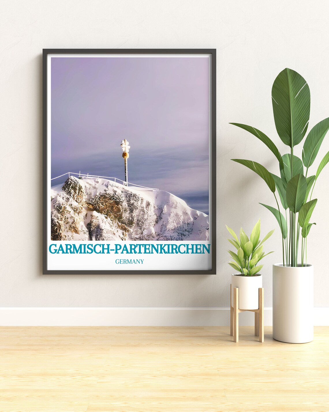 Garmisch Partenkirchen Germany Travel Poster Snowy Mountain Summit - Image 2