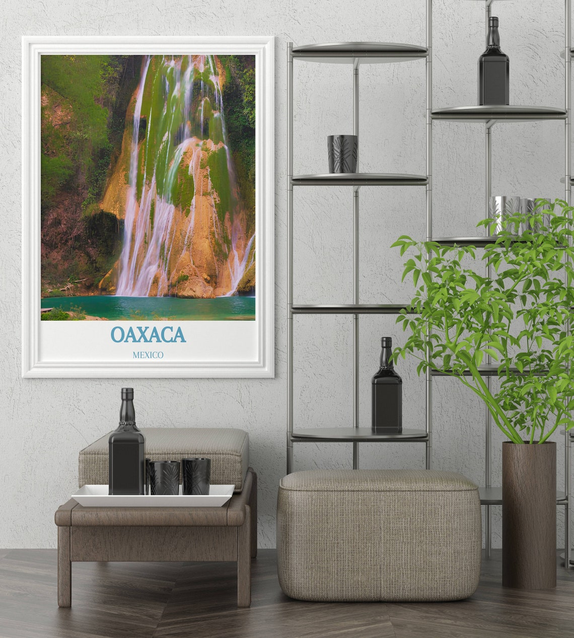Oaxaca Mexico Hierve El Agua Waterfall Mossy Cliff Face Poster - Image 2