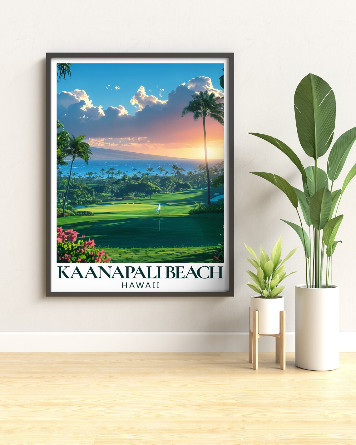 Kaanapali Beach Hawaiian Travel Poster, Maui Seascape - Image 3