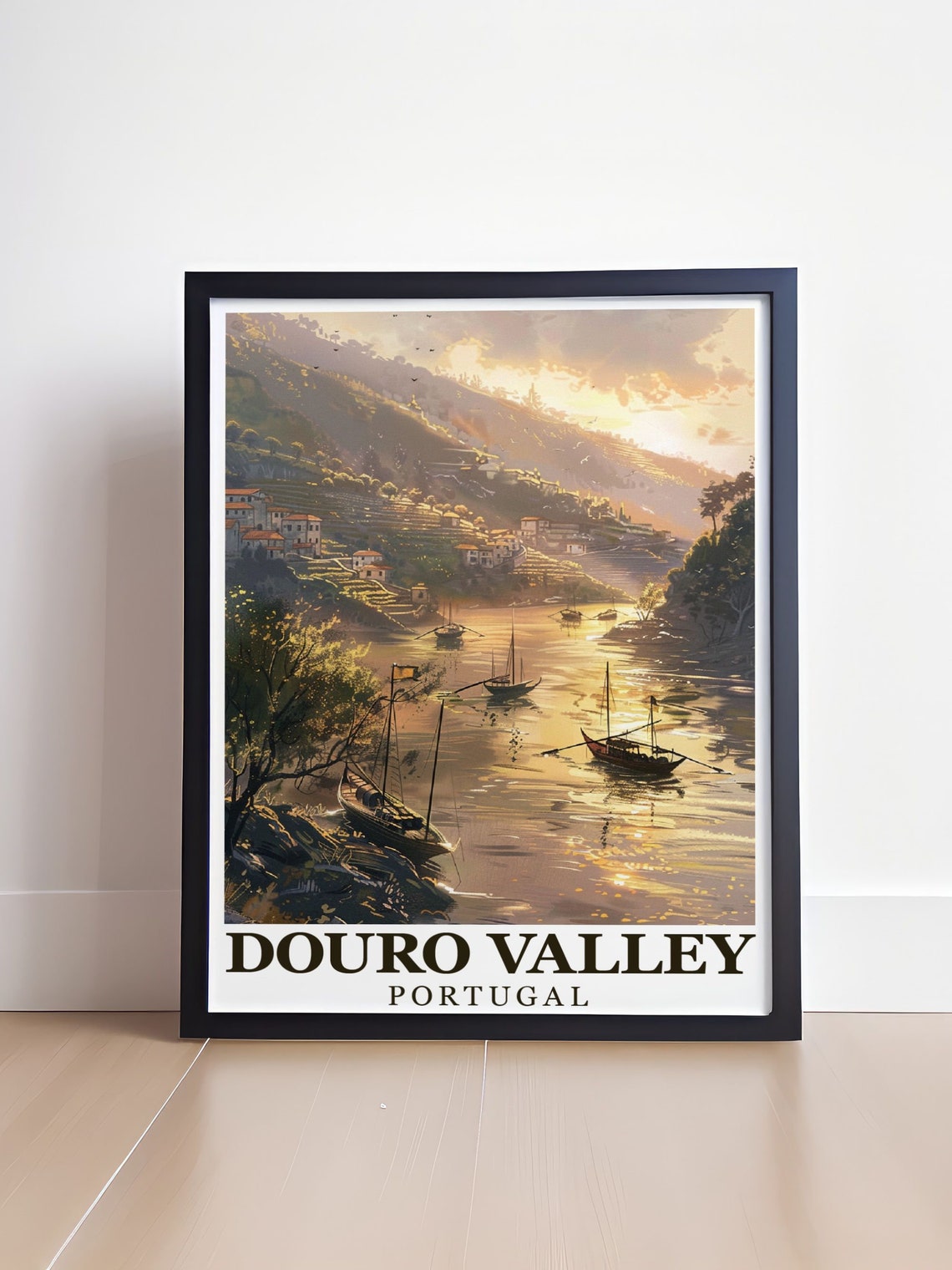 Douro Valley Portugal Golden Sunset River Rabelo Boats Poster - Image 4