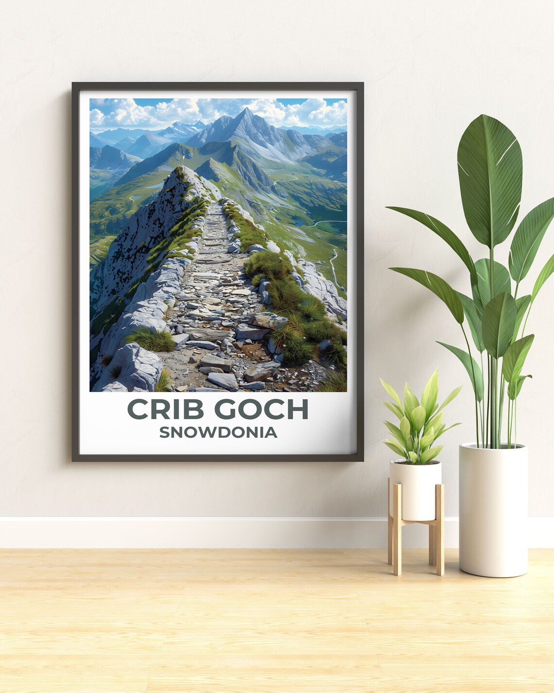 Crib Goch Snowdonia Rocky Ridge Hiking Trail Wales Mountain Travel Poster - Image 3