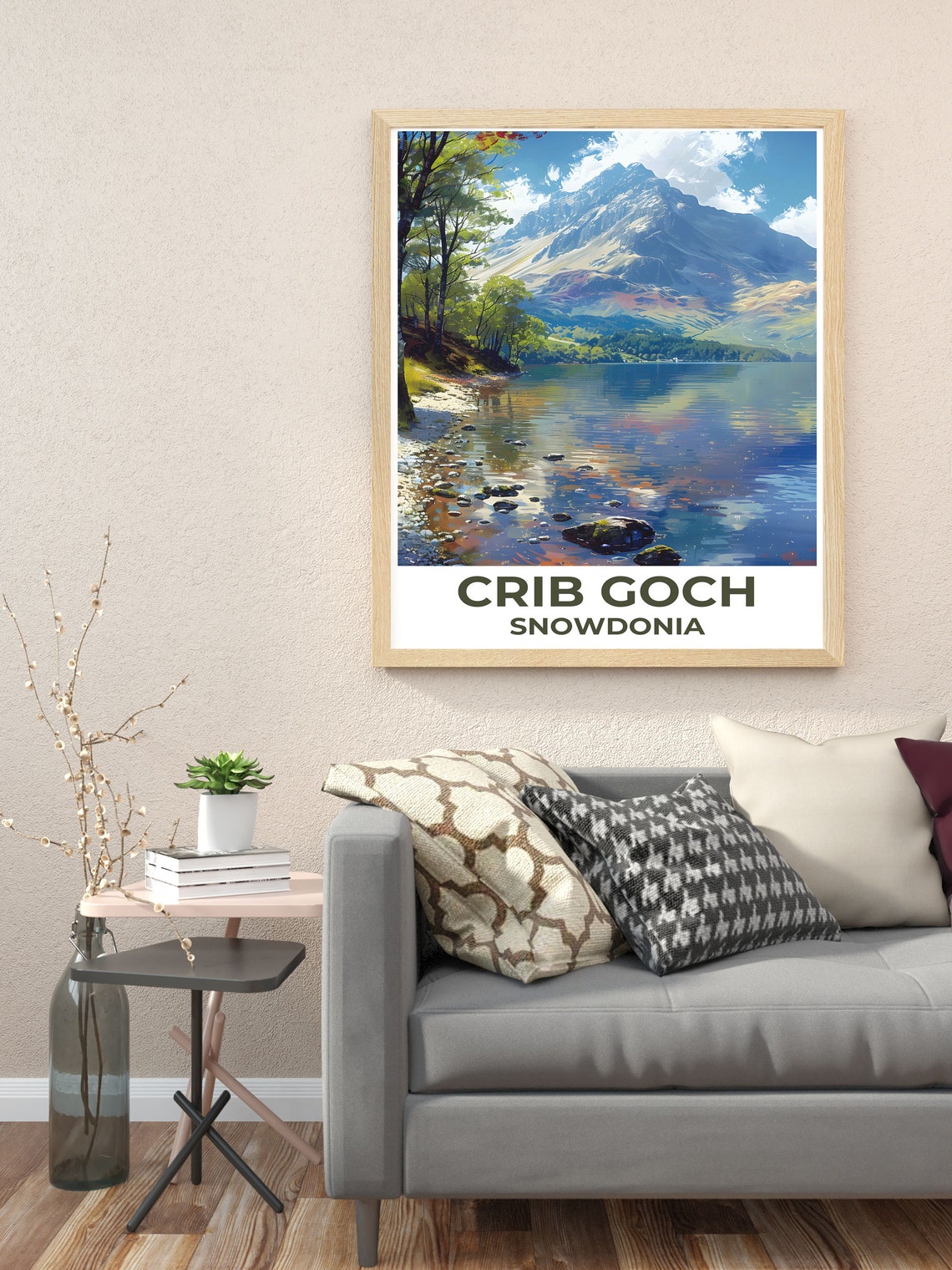 Crib Goch Snowdonia Wales Mountain Lake Reflection View Poster - Image 2