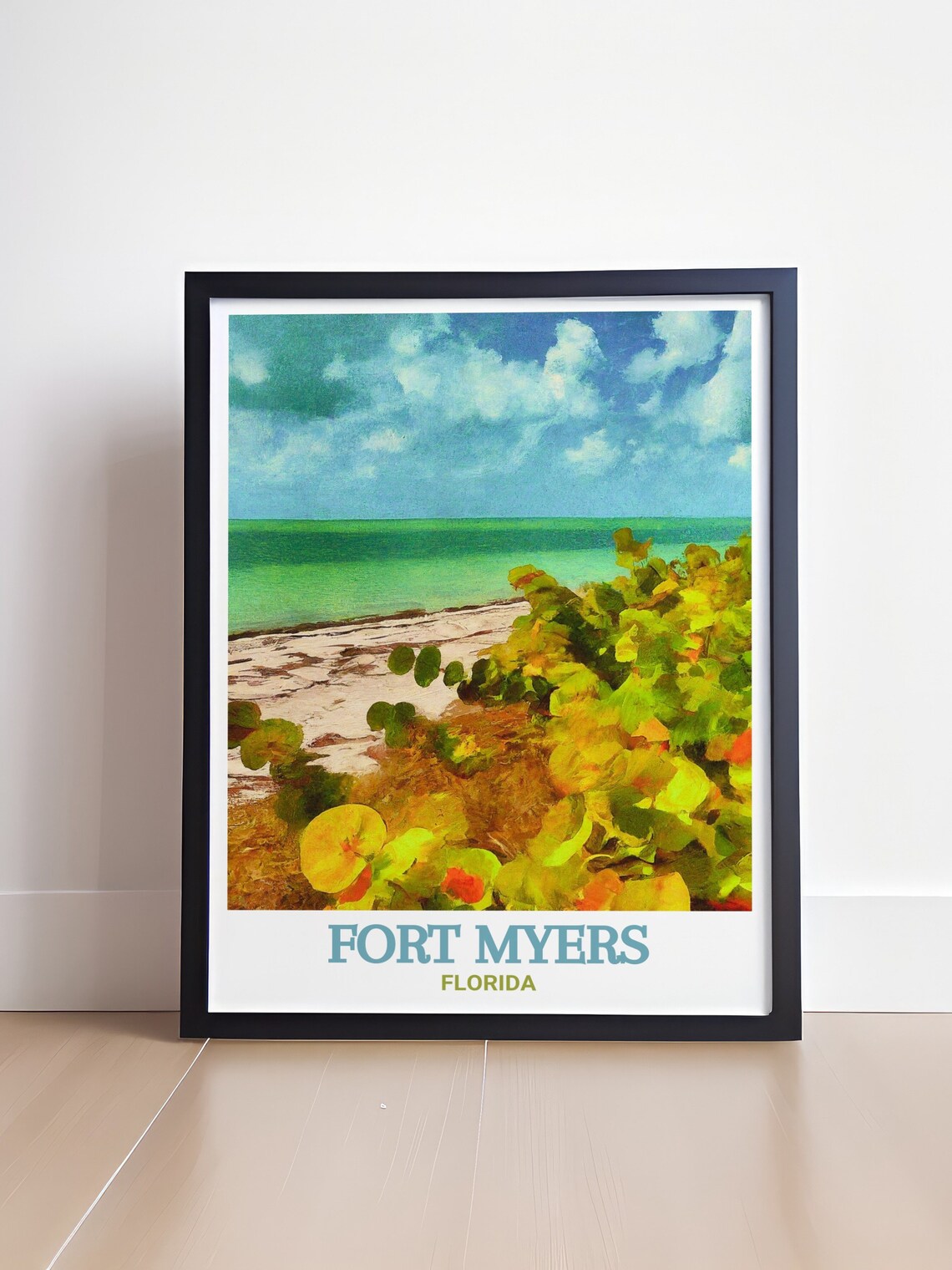 Fort Myers Lovers Key Beach Sea Grapes Florida Coast Travel Poster - Image 4