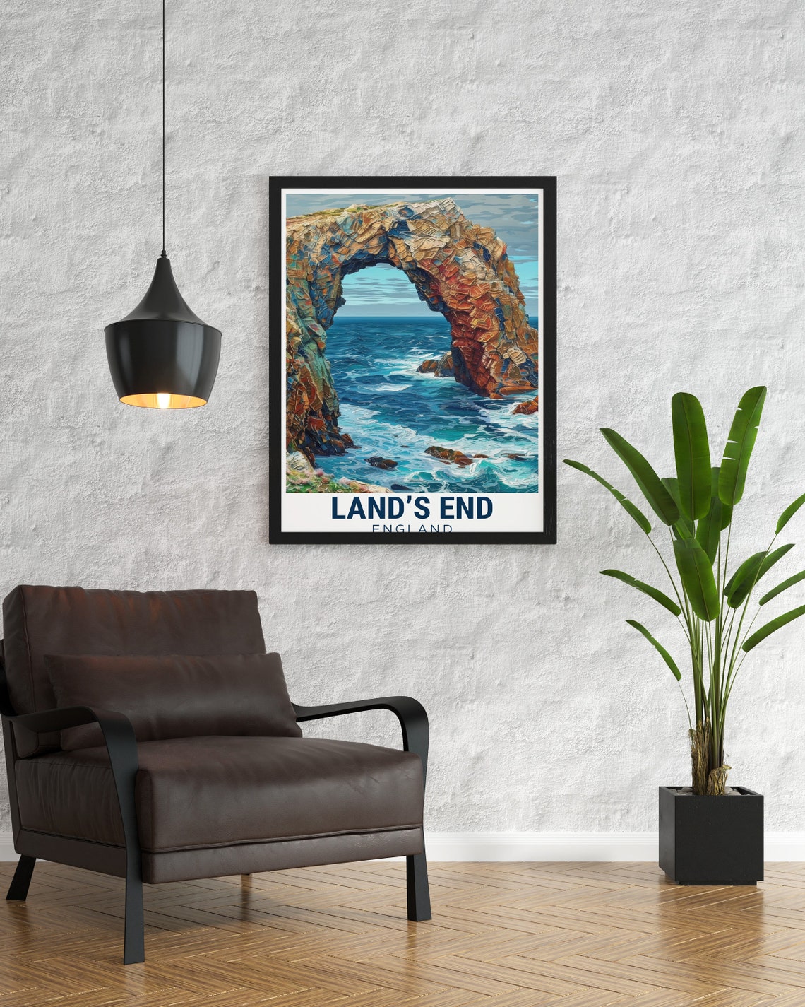 Land's End England Enys Dodnan Arch Rocky Seascape Travel Poster - Image 3
