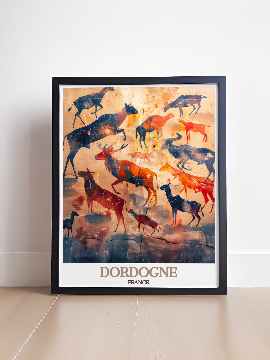 Dordogne France Prehistoric Cave Art with Deer Silhouette Poster - Image 4