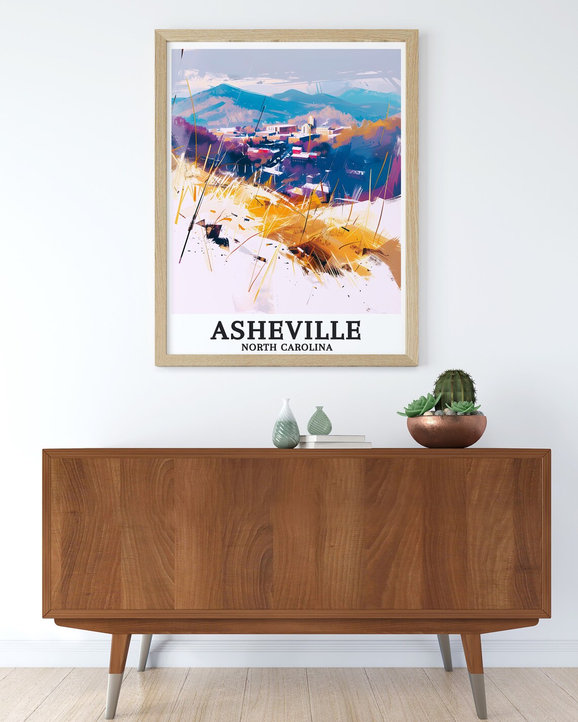 Asheville North Carolina Blue Ridge Mountains Painterly Travel Poster - Image 3