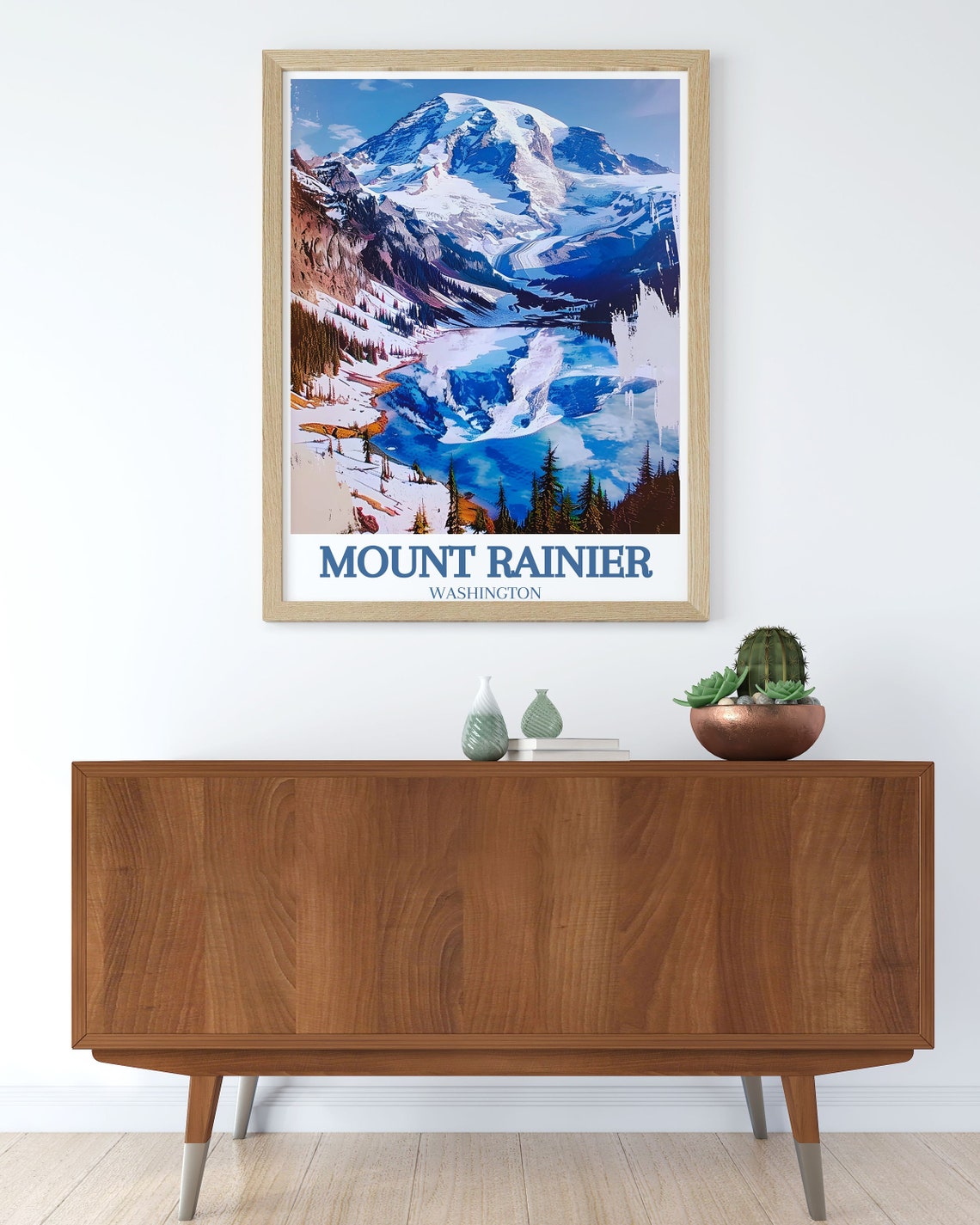 Mount Rainier Washington Snowy Peak Poster with Lake Reflection - Image 3