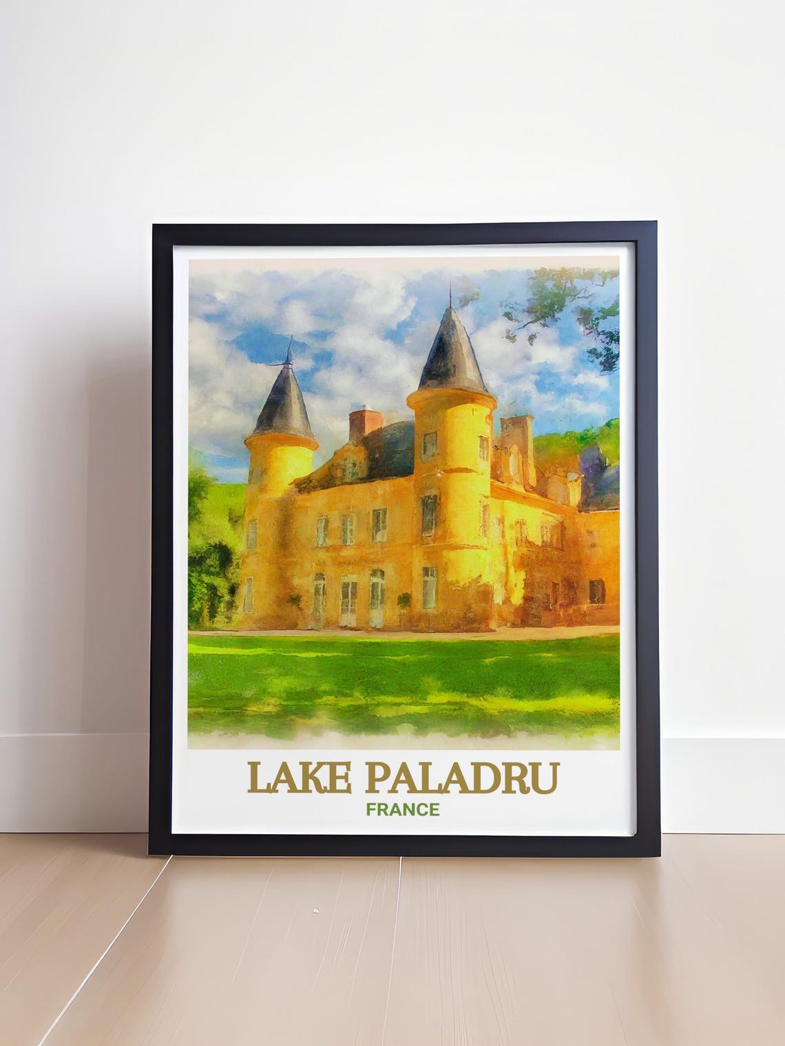 Chateau De Virieu France Watercolor Castle Lake Paladru Poster - Image 4