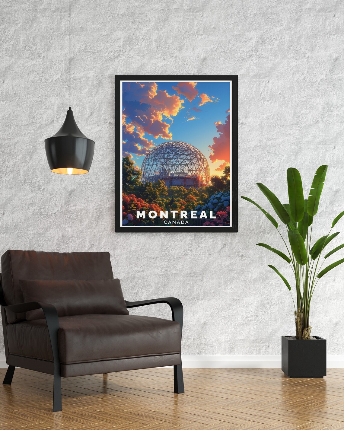 Montreal Canada Biosphere Geodesic Dome Sunset Sky Travel Poster - Image 3