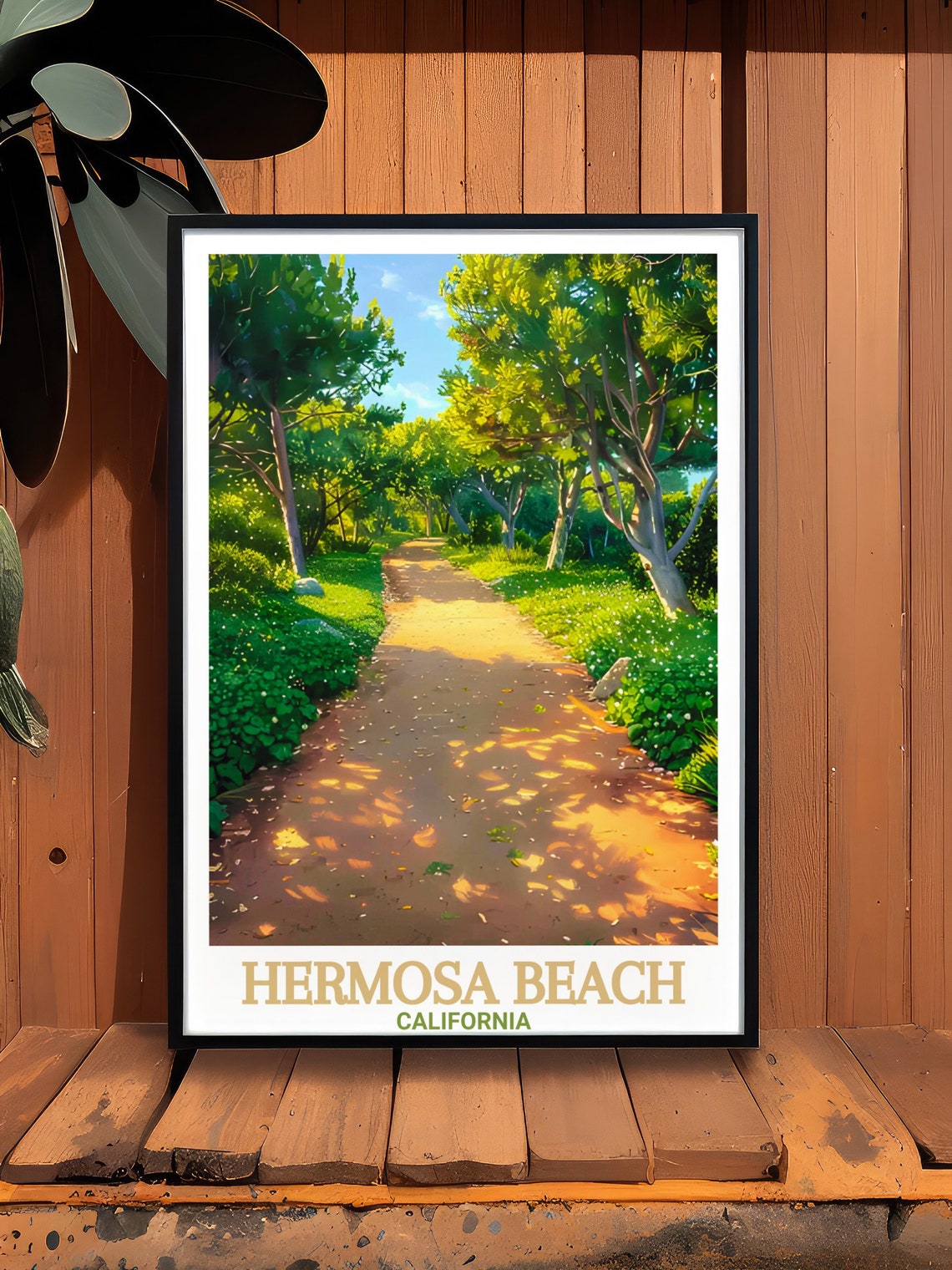 Hermosa Beach California Shady Park Path Greenway Walk Poster - Image 3