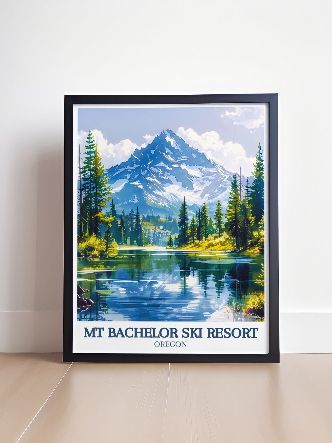 Mt Bachelor Oregon Snowy Peak Poster with Alpine Lake Reflection - Image 4