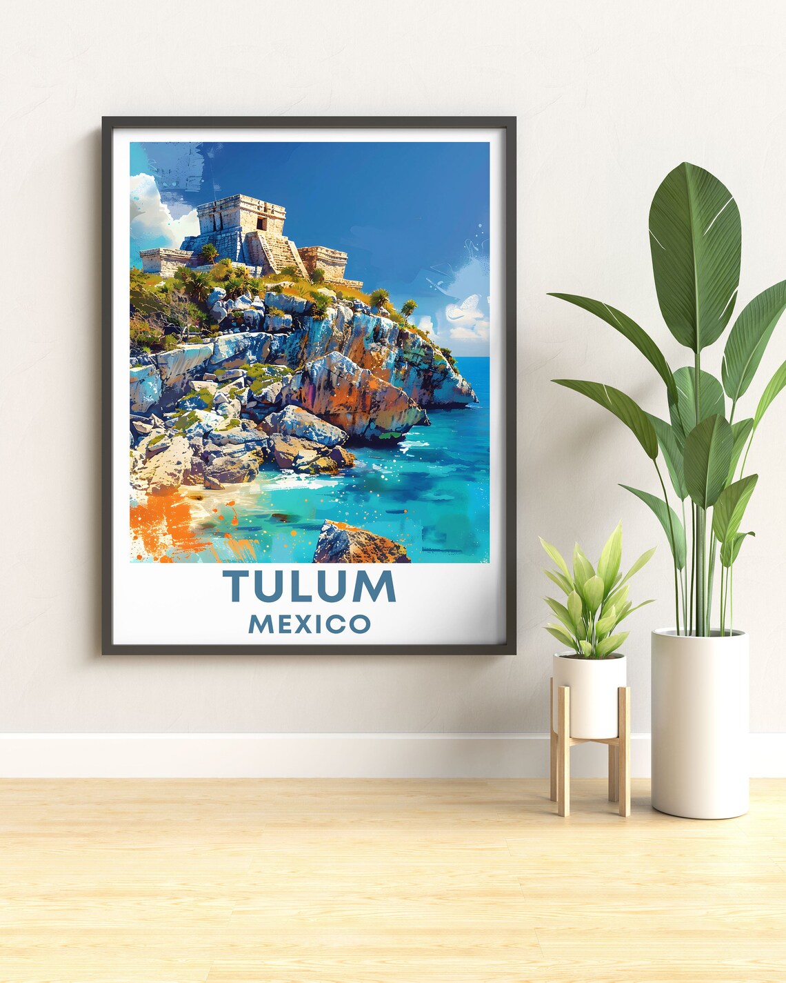 Tulum Mexico Mayan Ruins Cliffs Caribbean Sea Ancient Temple Travel Poster - Image 3
