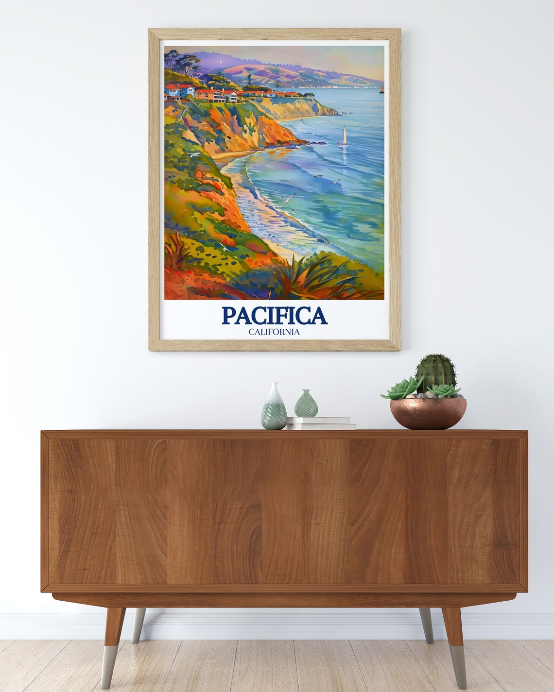 Pacifica California Dramatic Coastal Cliffs Beach Travel Poster - Image 3