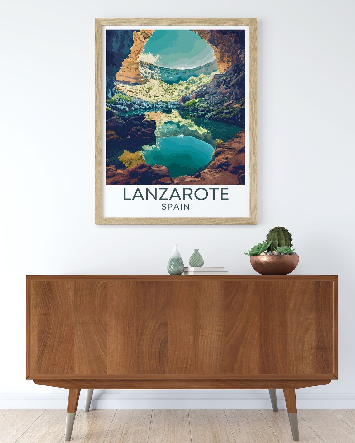 Jameos del Agua Cave Lagoon Lanzarote Spain Retro Travel Poster - Image 2