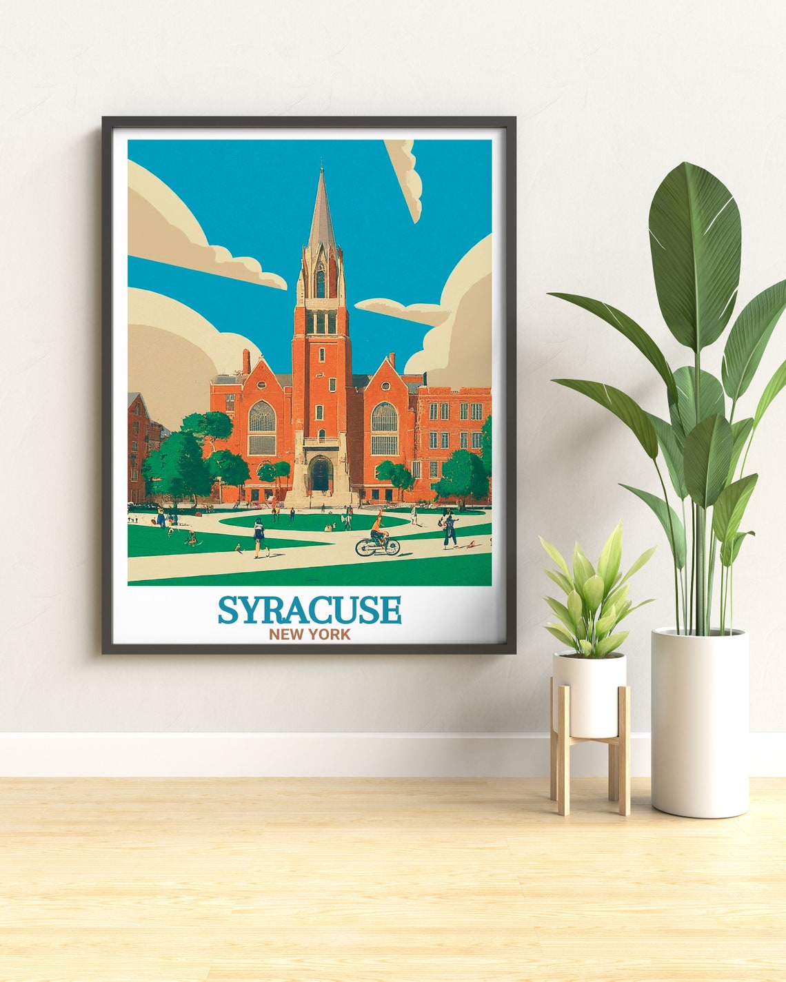 Syracuse New York Historic University Tower Campus Scene Poster - Image 2