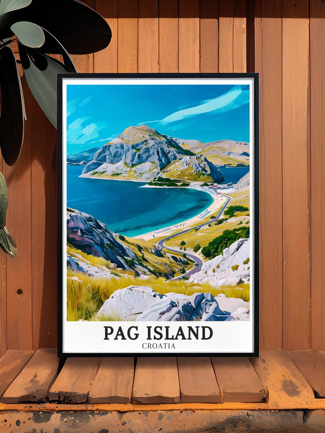 Pag Island Croatia Mountain Bay Coastal Road Overlook View Poster - Image 3