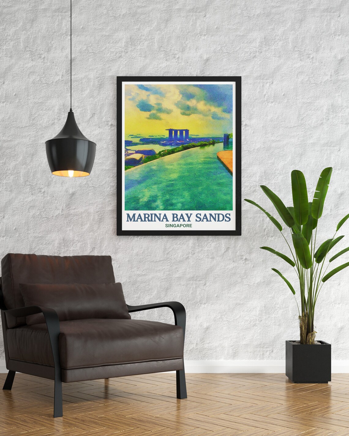 Marina Bay Sands Infinity Pool Sunset Singapore Travel Poster - Image 2