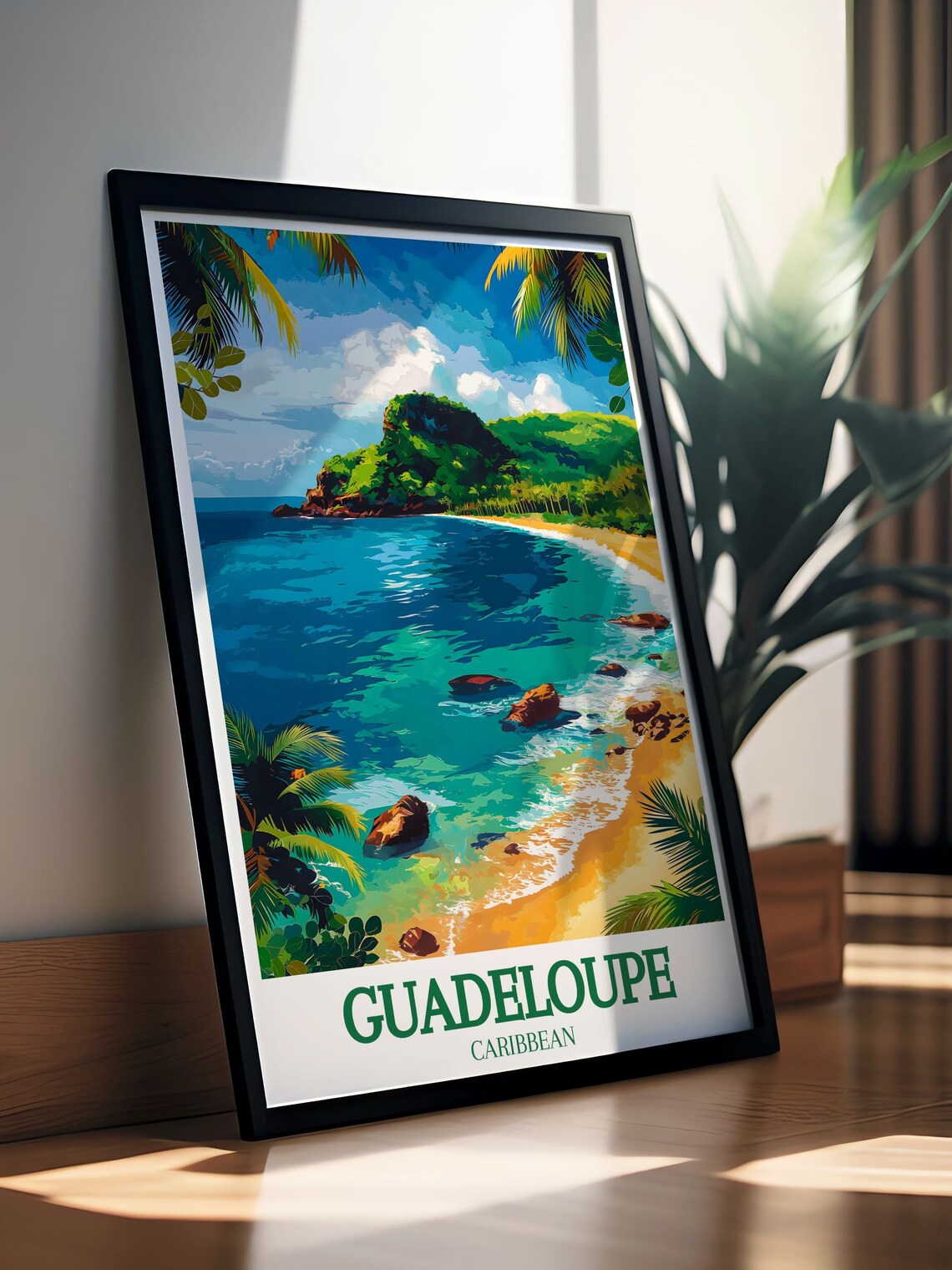 Guadeloupe Caribbean Grand Anse Beach Daytime Cove Travel Poster - Image 3