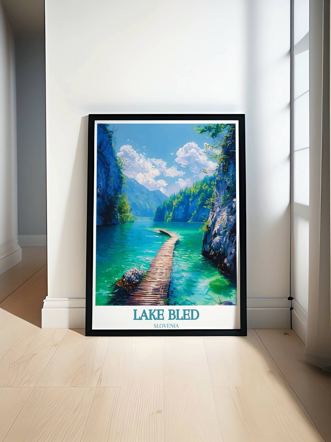 Vintgar Gorge Wooden Boardwalk Over Turquoise River Slovenia Poster