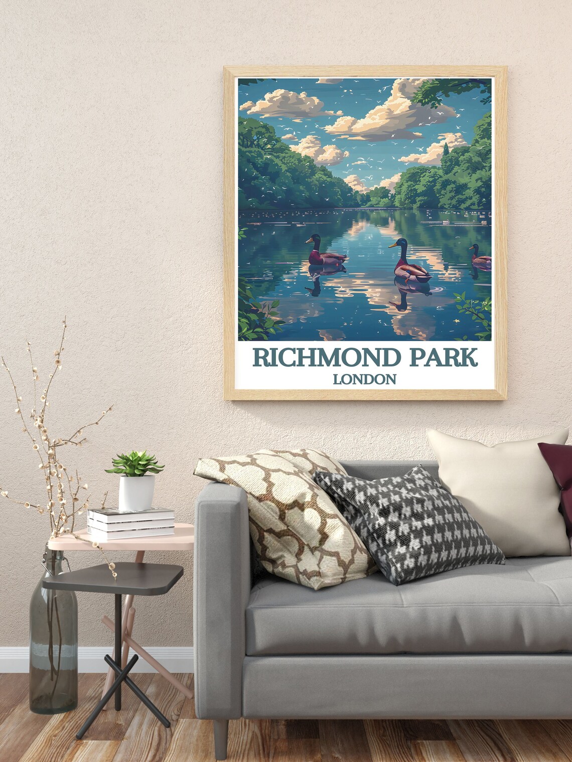 Richmond Park London Duck Pond Woodland Lake Summer Scene Poster - Image 2
