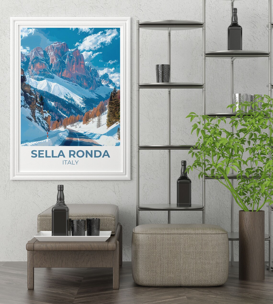 Sella Ronda Italy Snowy Alpine Road Dolomites Peaks Travel Poster - Image 4