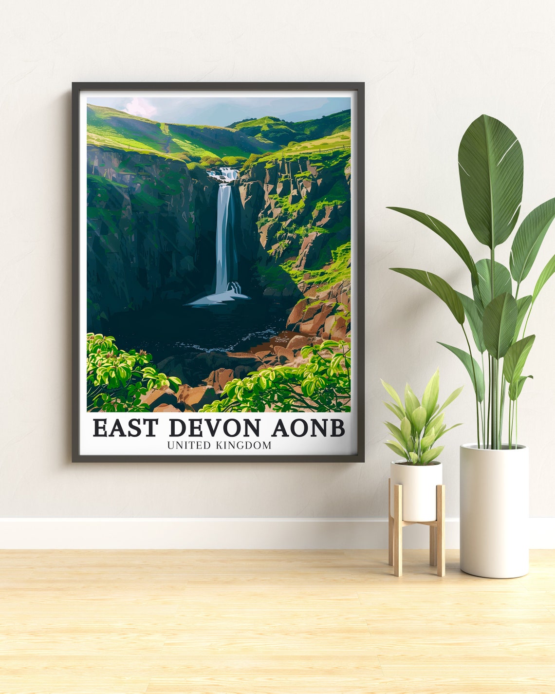 East Devon Aonb Print Spekes Mill Mouth Waterfall Print Beautiful Spekes Mill Mouth Waterfall Decor East Devon Aonb Poster - Image 2