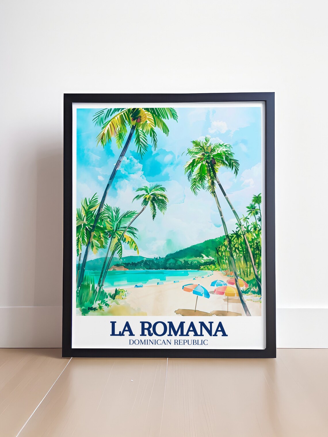 La Romana Dominican Republic Leaning Palms Beach Scene Poster - Image 4