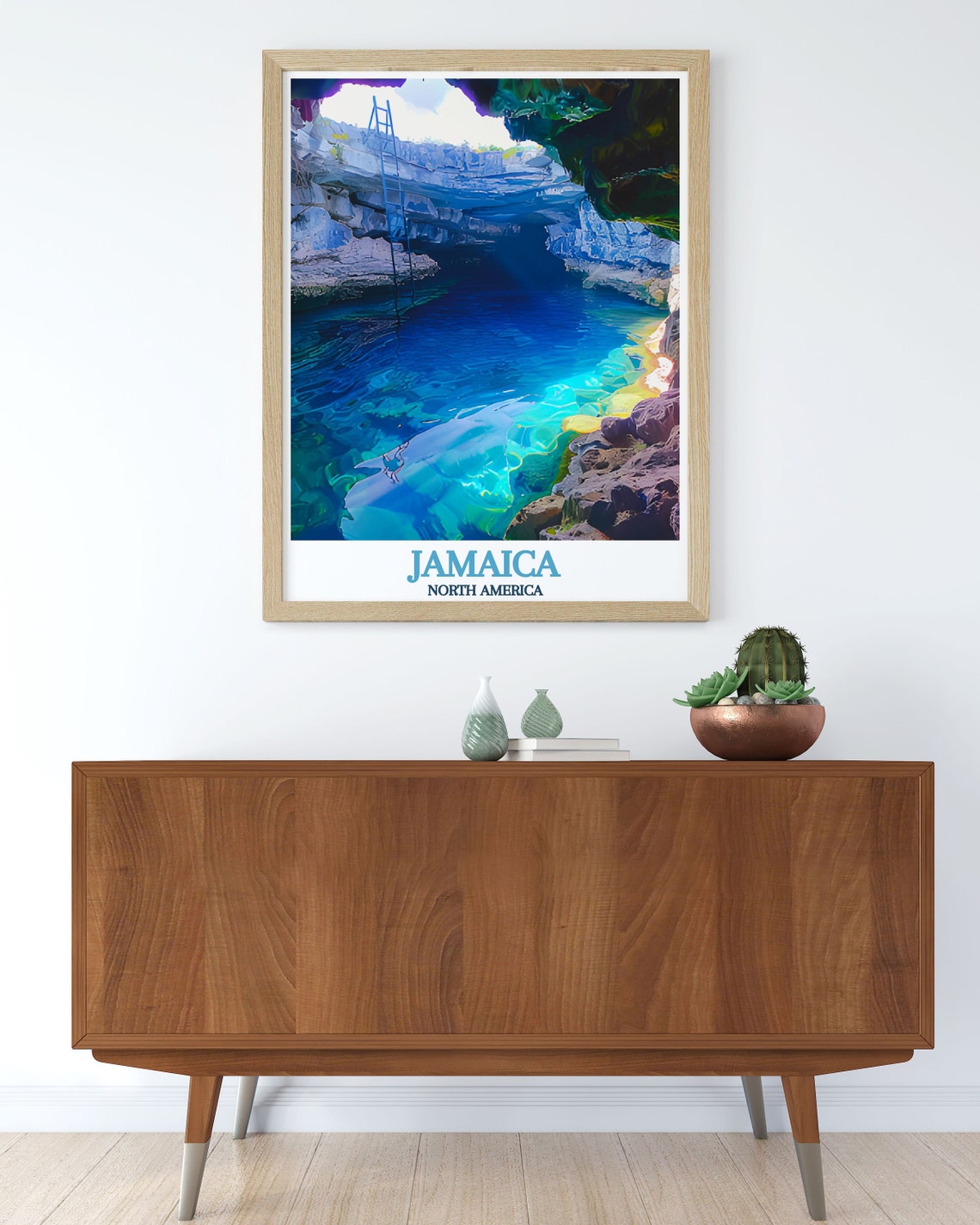 Blue Hole Jamaica Mineral Spring Cave Pool Grotto Travel Poster - Image 2
