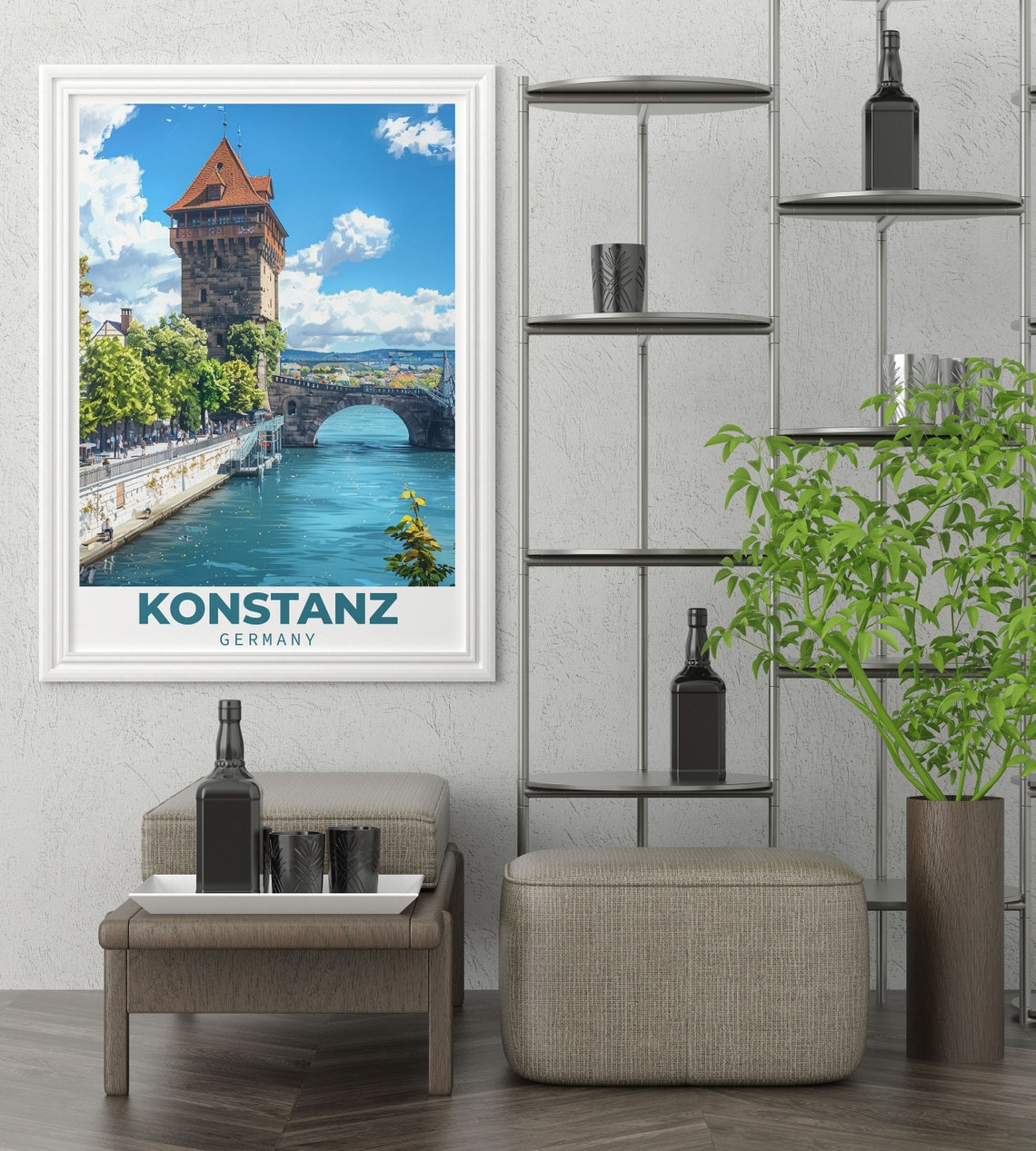 Konstanz Germany Historic Rheintorturm Tower on the Rhine Poster - Image 2
