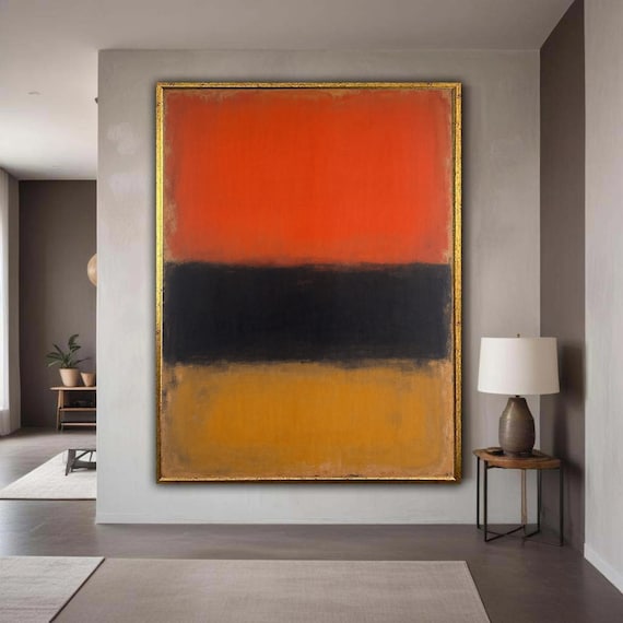 Abstract Color Blocks Canvas Wall Art Mark Rothko Inspired Modern Minimalist Painting Red Black Yellow Gift Home Decor