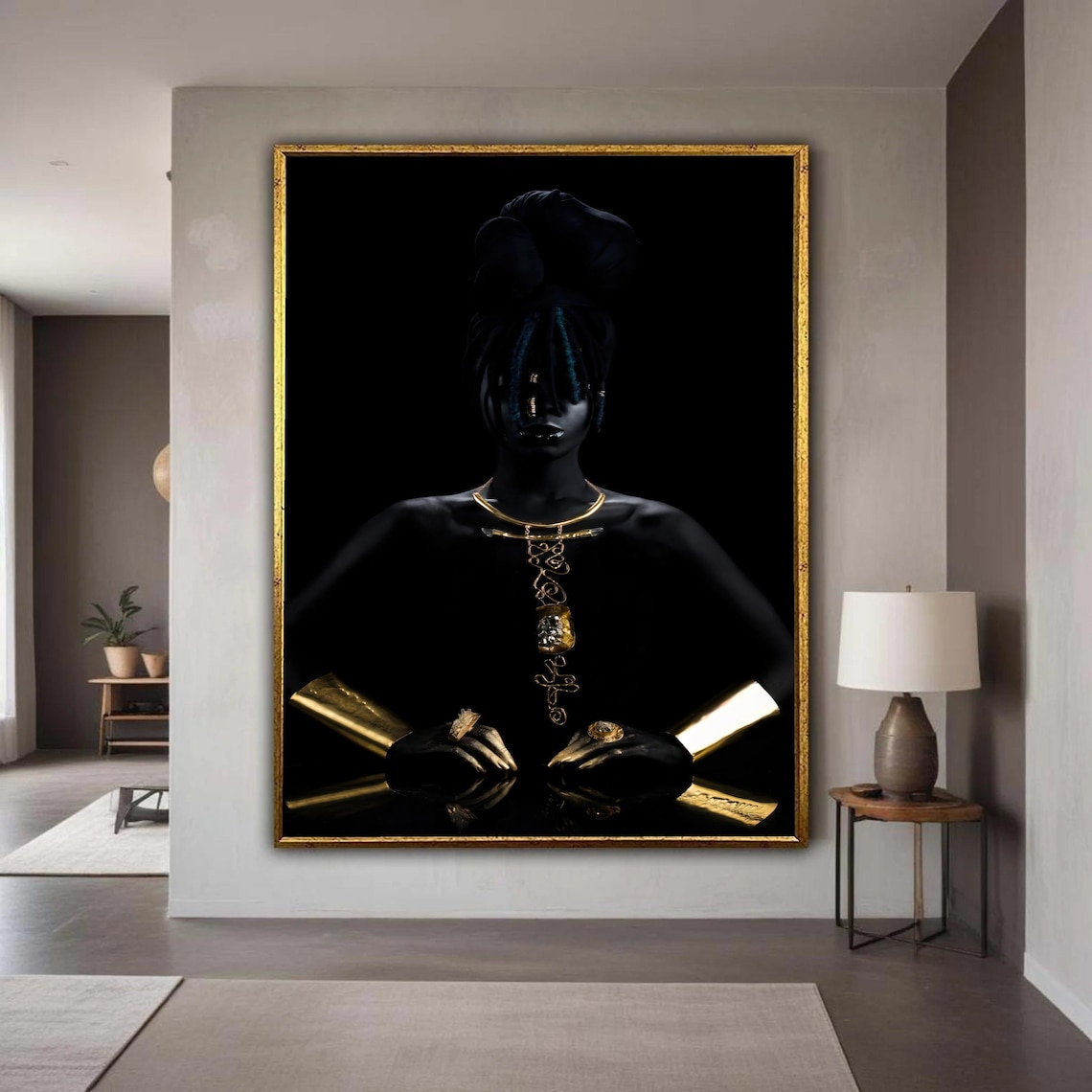 African Queen Black And Gold Jewelry Fashion Portrait Poster