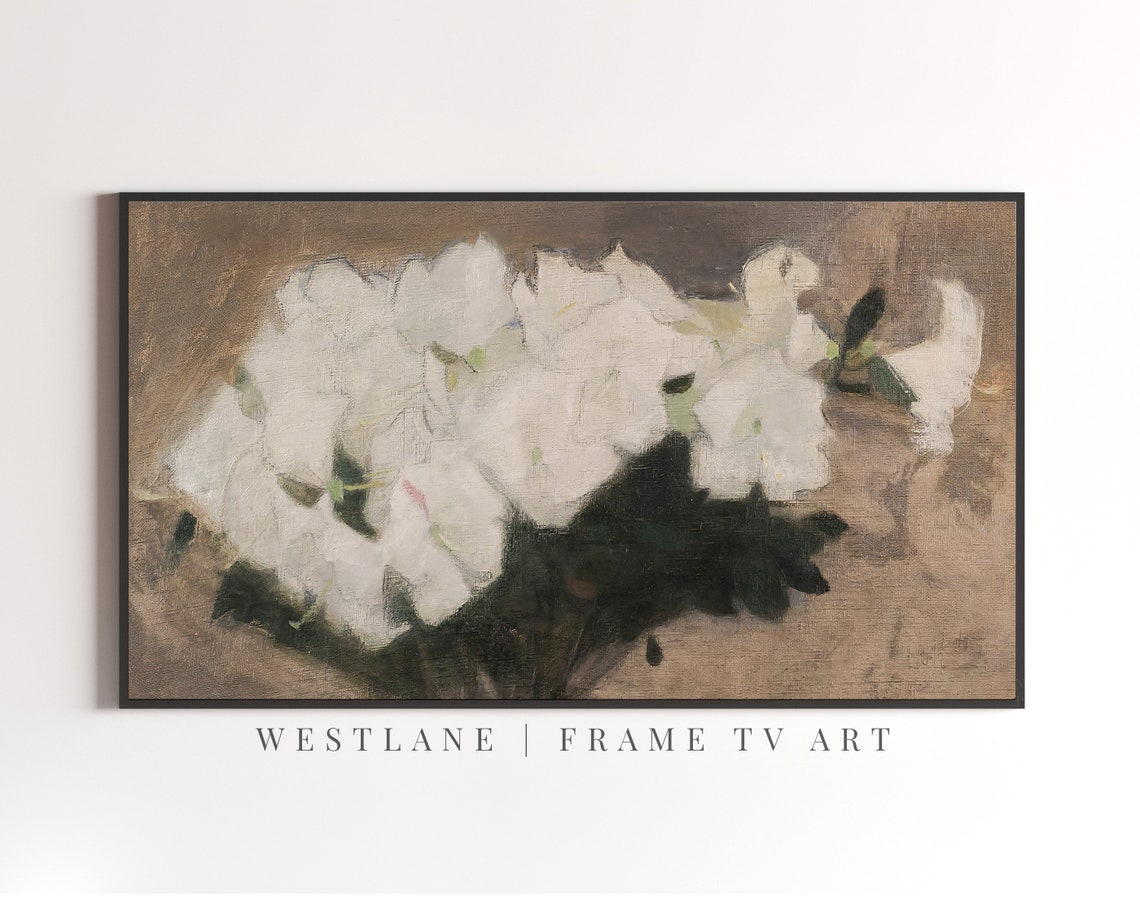 Neutral White Flower Still Life Vintage Botanical Painting Wall Art - Image 2