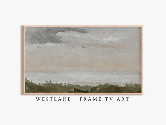 Coastal Landscape Painting Rolling Green Hills Cloudy Sky Art Poster