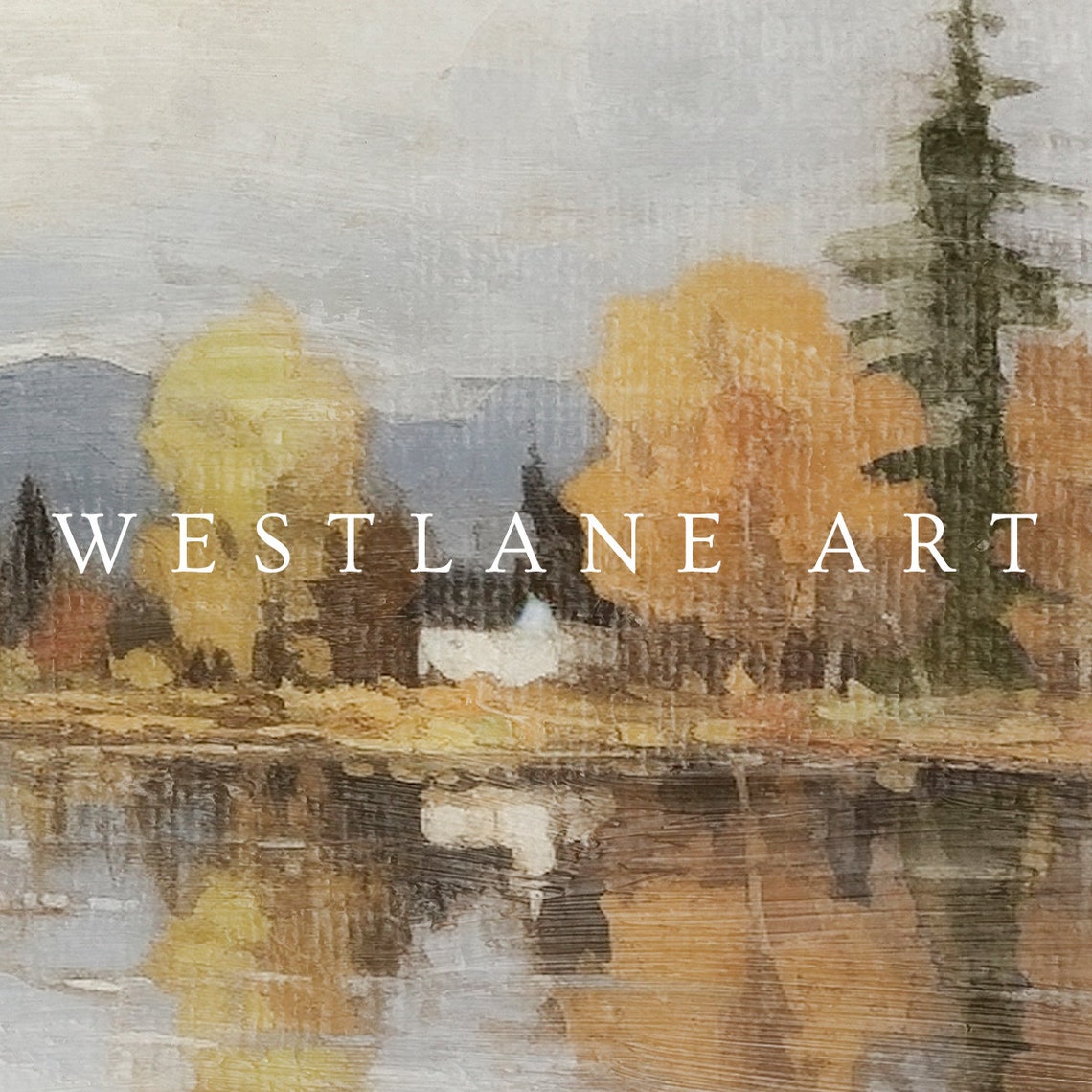 Autumn Lake Fall Foliage Reflections Landscape Painting Wall Art - Image 3