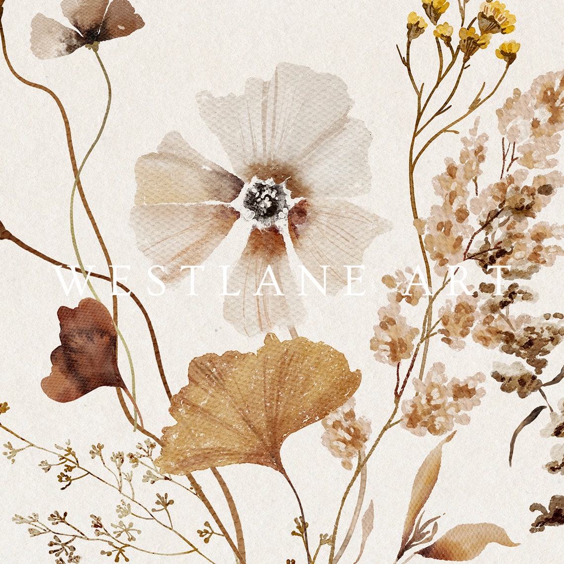 Neutral Wild Flower Painting - Image 2