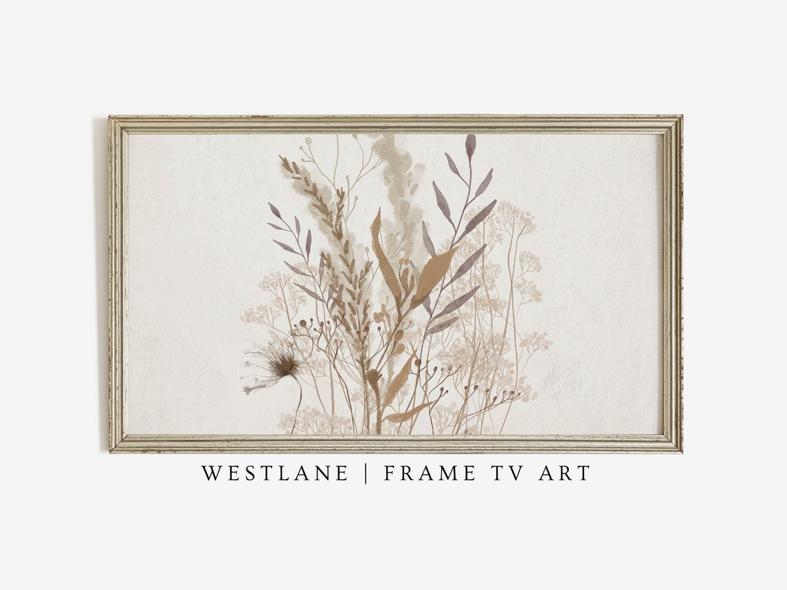 Neutral Botanical Watercolor Dried Wildflowers Rustic Wall Art - Image 3