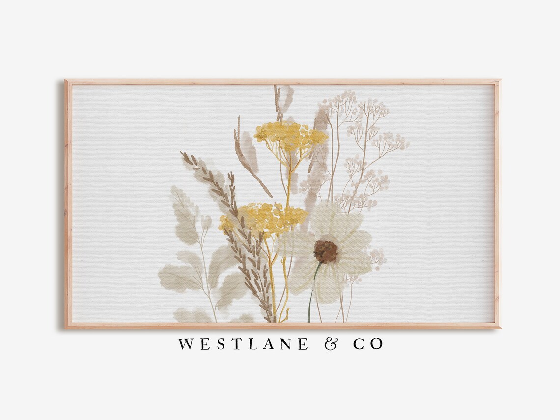 Wildflower Meadow Yellow Blooms Watercolor Farmhouse Wall Art