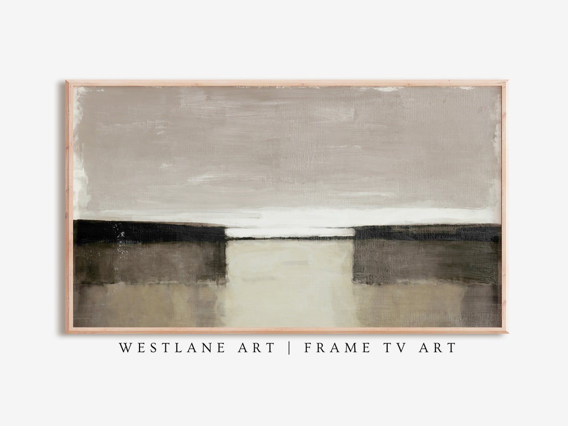 Mid Century Modern Neutral Abstract Painting Beige Blocks Art Print