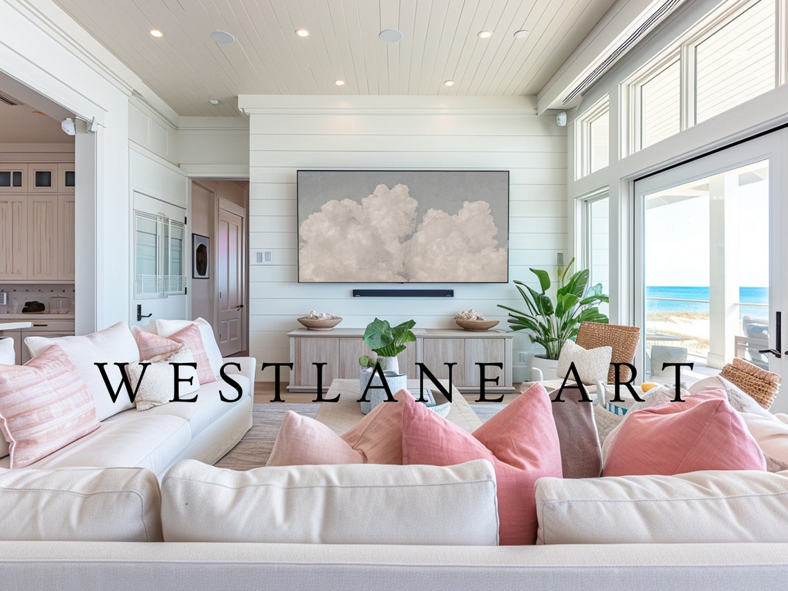 Soft Blue Cloud Painting Fluffy White Clouds Sky Dreamy Art Poster - Image 3