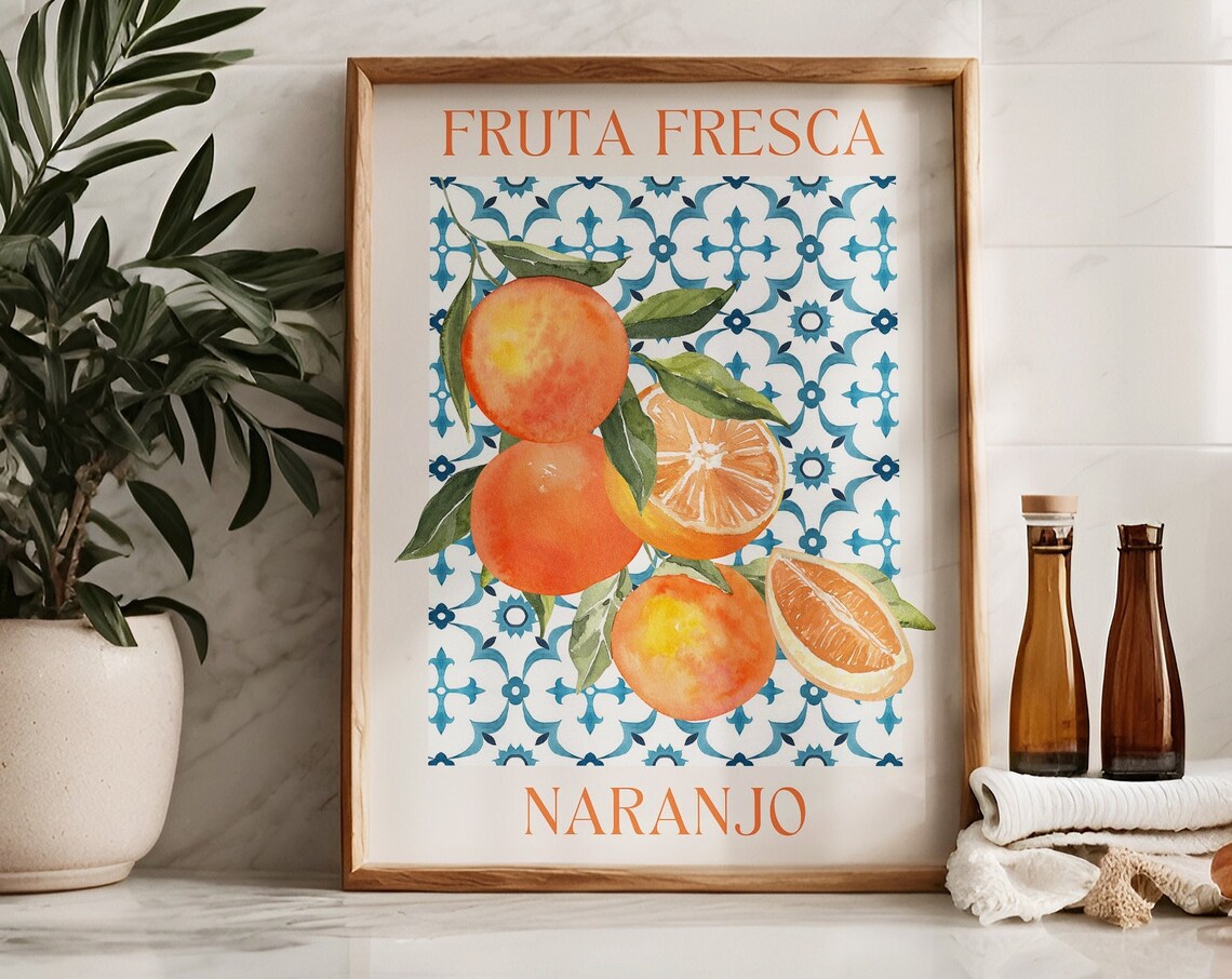 Fruta Fresca Naranjo Spanish Orange Mediterranean Tile Poster