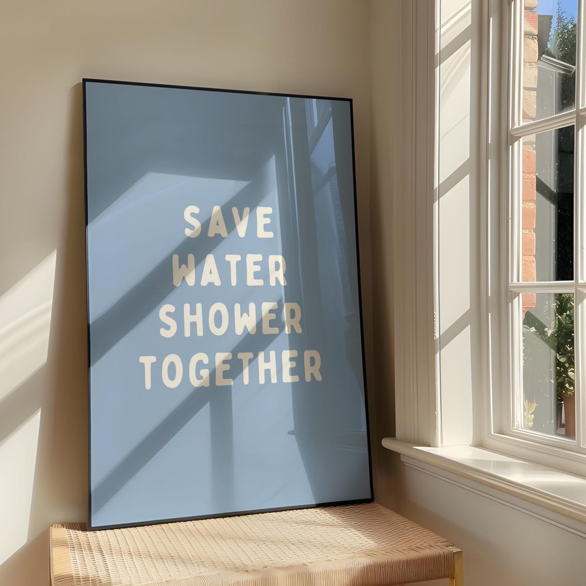 Save Water Shower Together Cheeky Couple Bathroom Wall Poster
