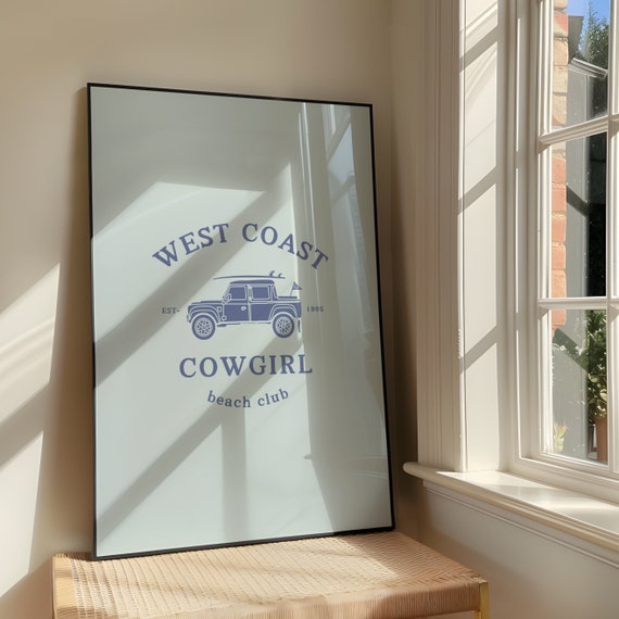 West Coast Cowgirl Club Defender Wall Art Print Cowboy Illustration Artwork Girly Western Poster Design