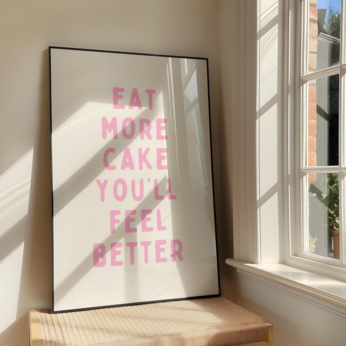 Eat More Cake You Will Feel Better Pink Kitchen Quote Decor Poster