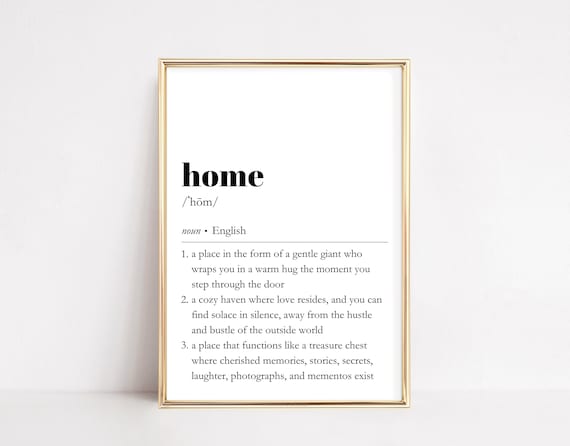 Home Definition Wall Art Dictionary Print Positive Quote Minimalist Typography Cozy Room Decor Realtor Gift To Clients