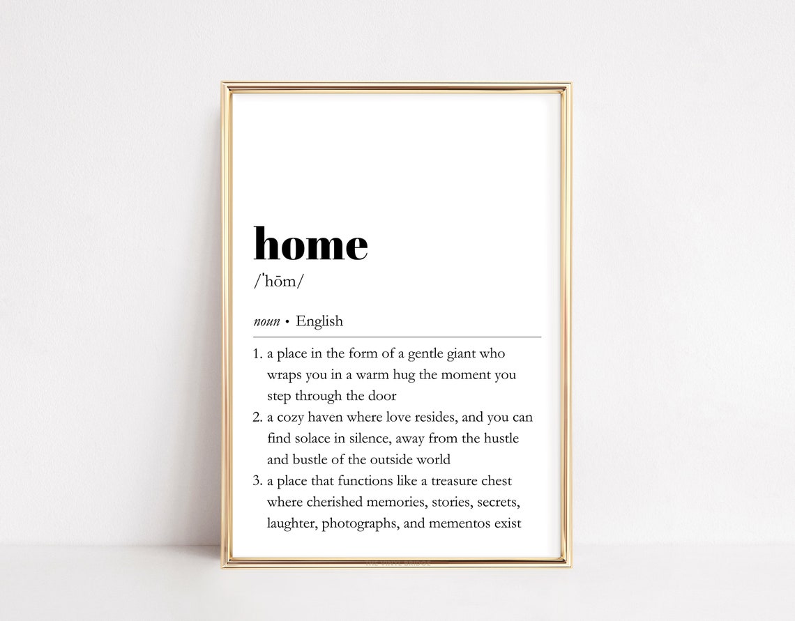 Home Definition Dictionary Warm Hug Cozy Haven Meaning Quote Poster