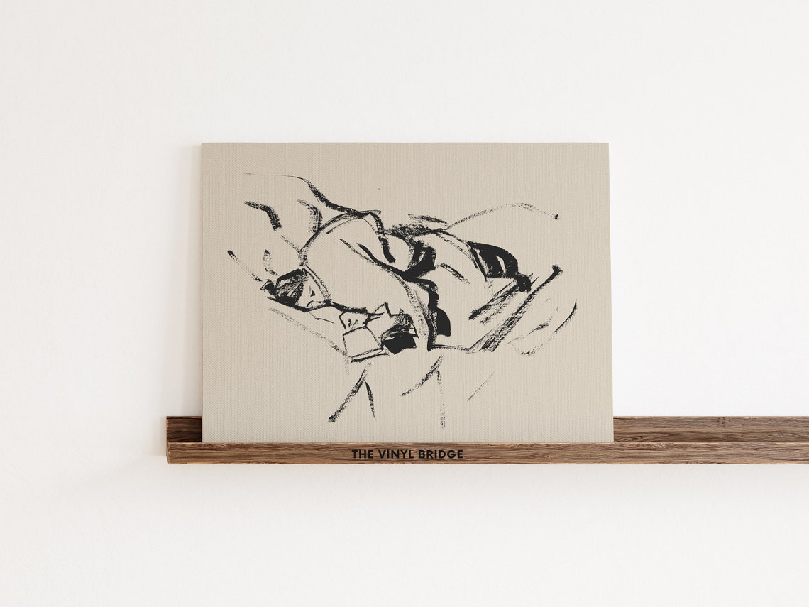 Abstract Minimalist Ink Line Sketch Poster in Warm Neutral Tones - Image 2