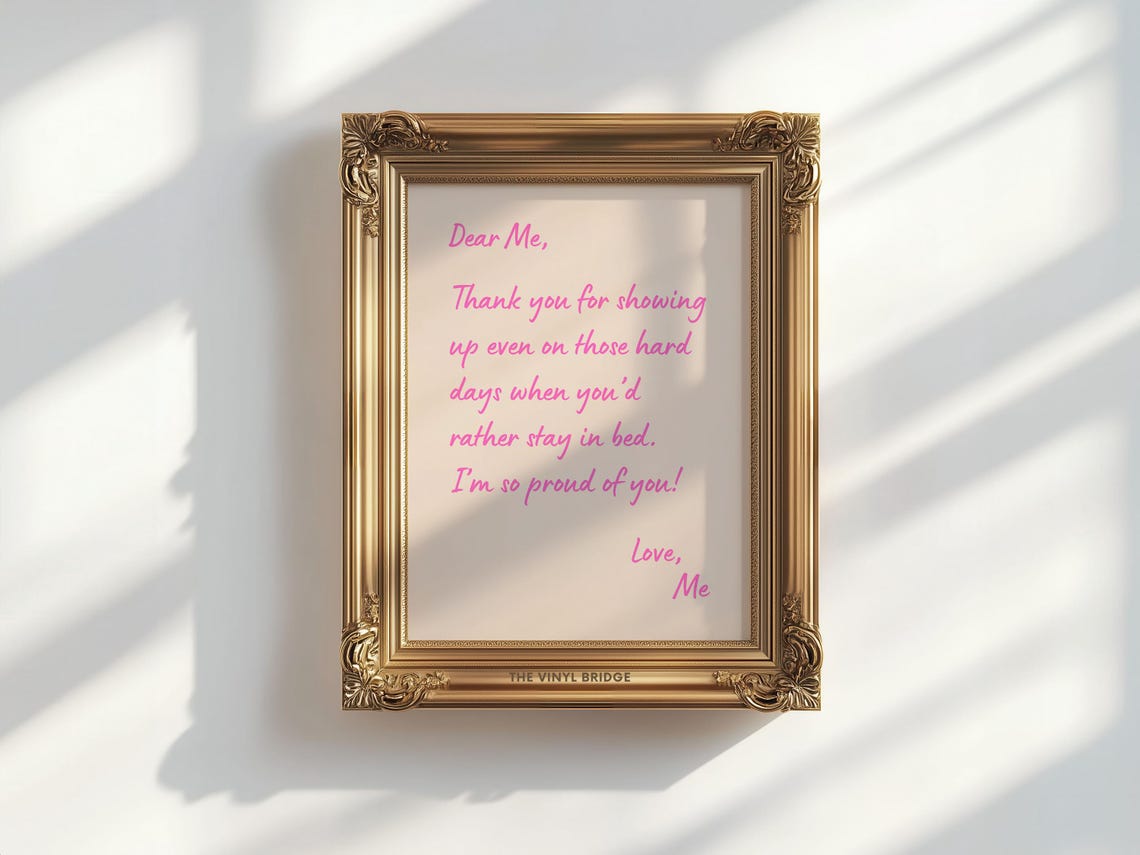 Dear Me Thank You For Showing Up Pink Script Self Love Poster - Image 2