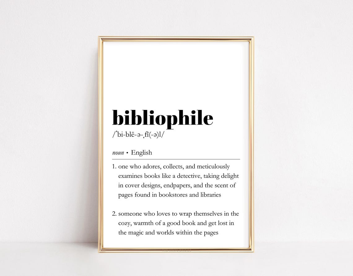 Bibliophile Dictionary Definition Book Lover Typographic Poster