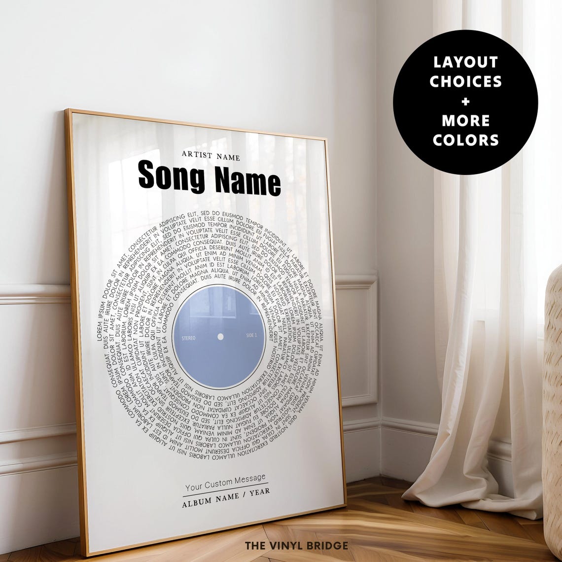 Personalized Favorite Song Lyrics Vinyl Record White Keepsake Poster